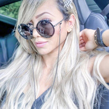 Load image into Gallery viewer, Ladies Round Oversized Sunglasses Women Brand Designer  Metal Chain Sun Glasses Female Sexy  Eyewear UV400