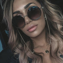 Load image into Gallery viewer, Ladies Round Oversized Sunglasses Women Brand Designer  Metal Chain Sun Glasses Female Sexy  Eyewear UV400