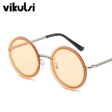 Load image into Gallery viewer, Ladies Round Oversized Sunglasses Women Brand Designer  Metal Chain Sun Glasses Female Sexy  Eyewear UV400