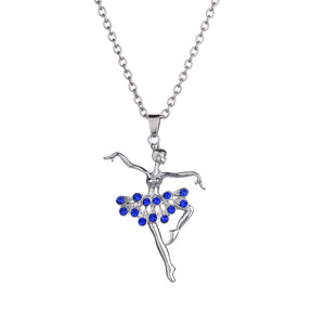 Fashion Lady Ballerina Pendant Necklace Rhinestone Charm Jewelry Xmas Gift