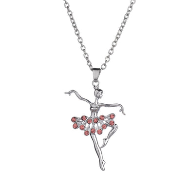 Fashion Lady Ballerina Pendant Necklace Rhinestone Charm Jewelry Xmas Gift