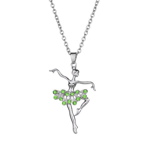 Fashion Lady Ballerina Pendant Necklace Rhinestone Charm Jewelry Xmas Gift