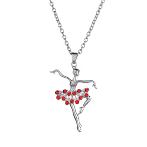 Fashion Lady Ballerina Pendant Necklace Rhinestone Charm Jewelry Xmas Gift