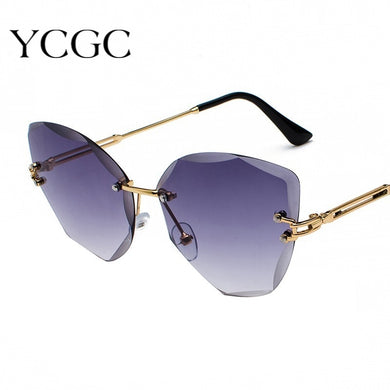 Lady Sun Glasses 2023 Rimless Women Sunglasses Vintage Alloy Frame Butterfly Classic Brand Designer Shades Oculos De Sol
