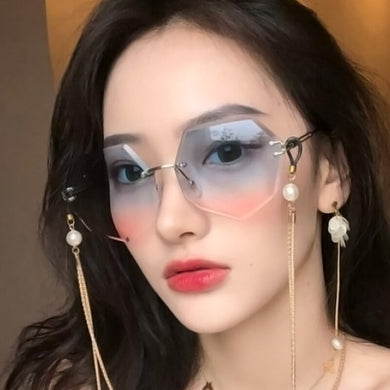 Fashion Lady Sun glasses 2022 Rimless Sunglasses Women Brand Designer Alloy Frame Classic Eyewear Shades OculoS De Sol