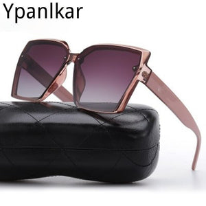 Large Frame Square Sunglasses Women 2023  Designer Trendy Letter Sun Glasses Female Classic Black Shades No Box