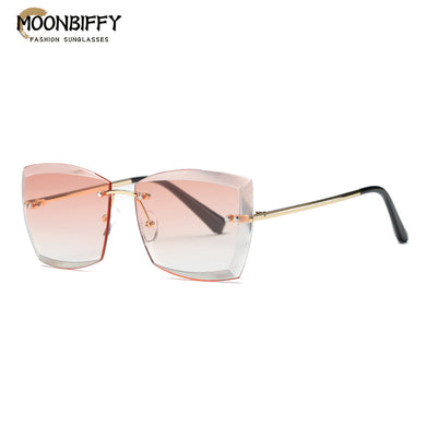 Brand Rimless Sunglasses for Women Men Vintage Designer Sun Glasses Square Pink Shades UV400 Eyewear Accessories