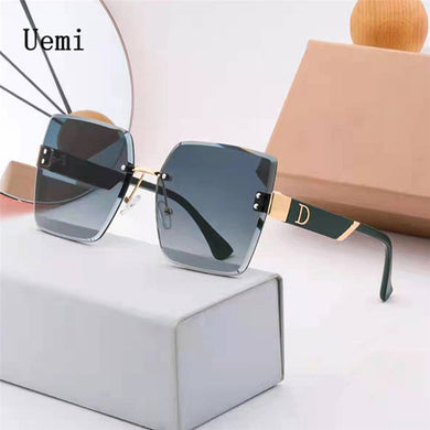 Brand Rimless Women Sunglasses For Men Vintage Designer Sun Glasses Square Red Shades UV400 Eyewear