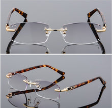 Load image into Gallery viewer, Designer Reading Glasses Rimless Diamond Cutting Frame Square Reader Glasses Men Women Presbyopia Anti-blue Light