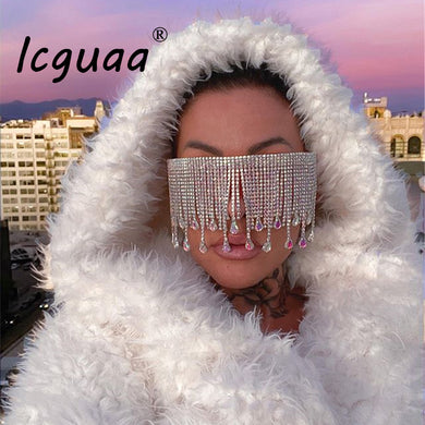 Full Diamond Tassel Sunglasses Men Colorful Glasses Crystal Design Steampunk Windproof Sun Glasses Women