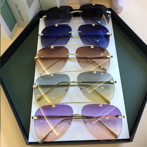 Metal Frame Gradient Pilot Sunglasses Women 2022 Retro Brand Designer Sunglasses Trending Female Shades UV400