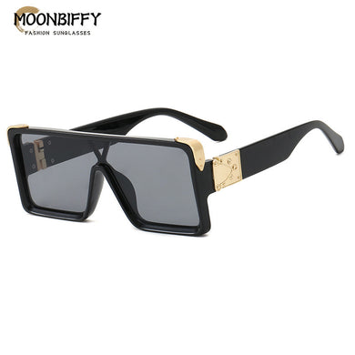 Oversized Square Sunglasses Men Vintage Big Frame Eyewear Celebrity Designer Sun Glasses UV400 Lentes De Sol Muje