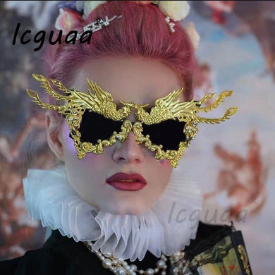 Phoenix Sunglasses women Unique Colorful Gold Punk Sun Glasses Female Eyeglasses