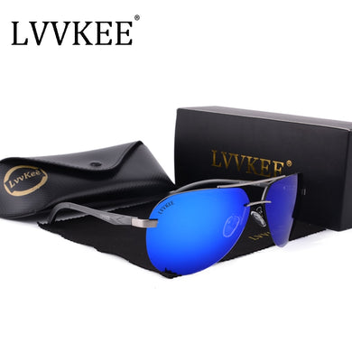 Polarized Men Rimless Sunglasses Pilot women Aluminum Magnesium alloy Brand Designer Polarized male Blue Aviation