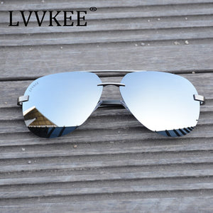 Polarized Men Rimless Sunglasses Pilot women Aluminum Magnesium alloy Brand Designer Polarized male Blue Aviation
