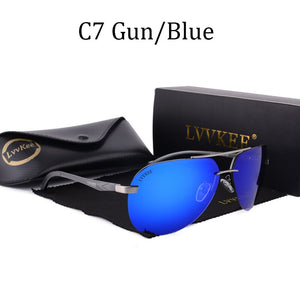 Polarized Men Rimless Sunglasses Pilot women Aluminum Magnesium alloy Brand Designer Polarized male Blue Aviation