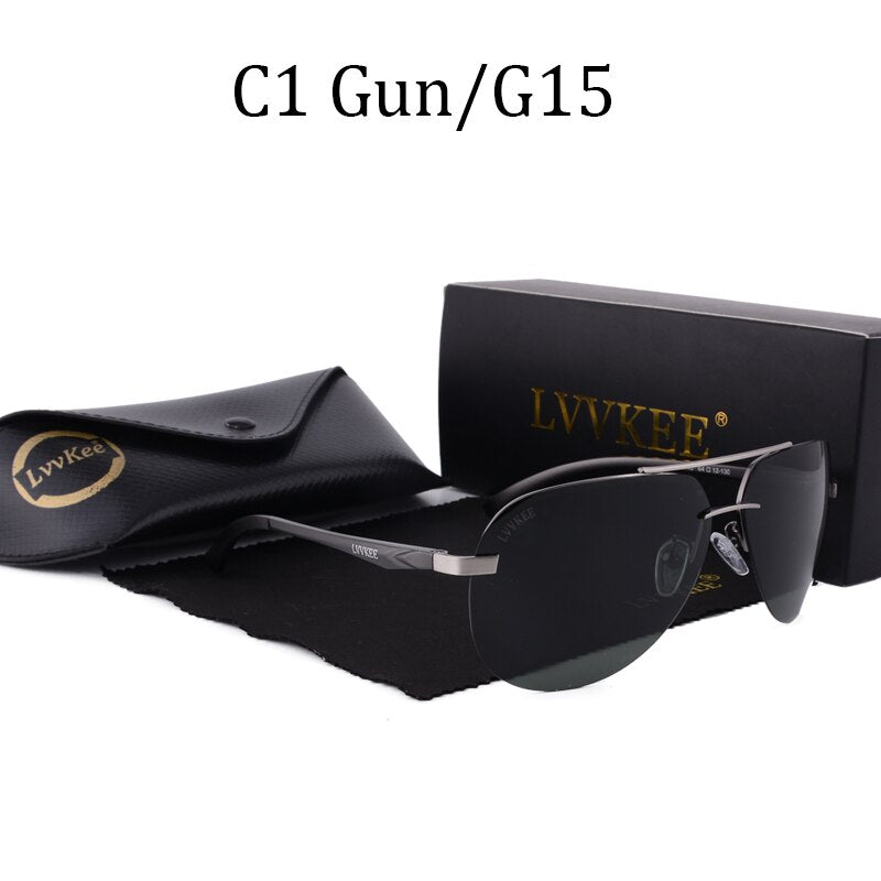 Polarized Men Rimless Sunglasses Pilot women Aluminum Magnesium alloy Brand Designer Polarized male Blue Aviation