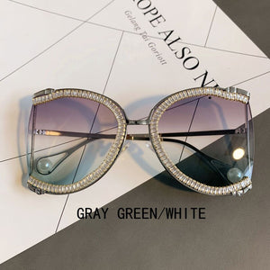 Rhinestone Oversized Sunglasses Women 2023 Brand Design Gradient Sun Glasses Bling Shades for Female Eyeglasses