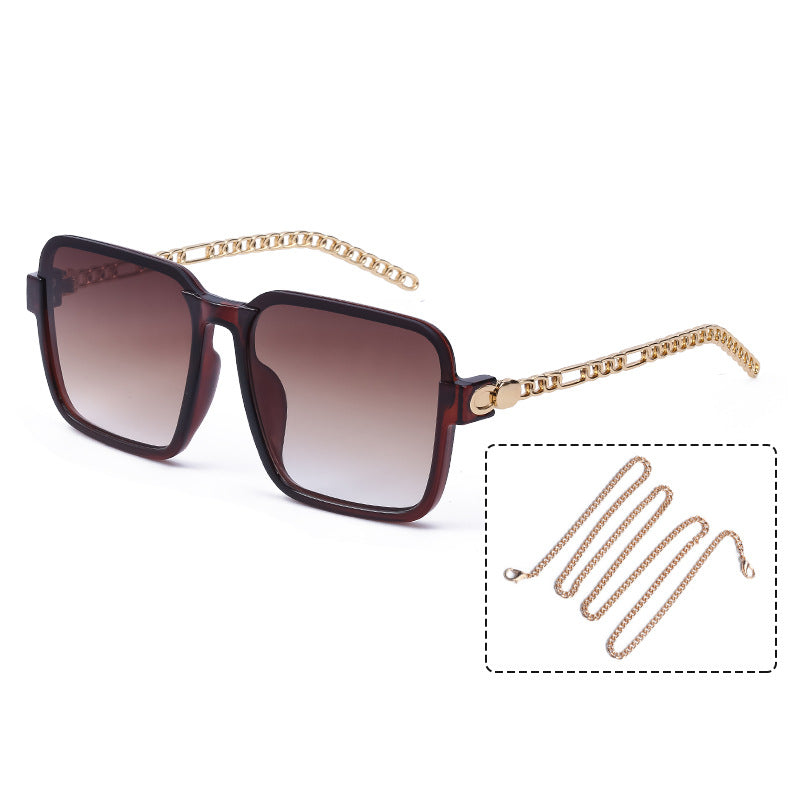 Square Sunglasses With Chain Women Brand Channel Trendy Square Sun Glasses Female Chic Eyewear UV400