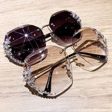 Load image into Gallery viewer, Sunglasses Bling Rhinestone Sun Glasses 2023 Women Vintage Rimless Rhinestone Sunglasses Shades Eyewear UV400