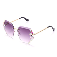 Load image into Gallery viewer, Sunglasses Bling Rhinestone Sun Glasses 2023 Women Vintage Rimless Rhinestone Sunglasses Shades Eyewear UV400