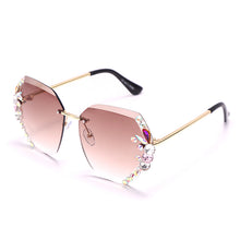 Load image into Gallery viewer, Sunglasses Bling Rhinestone Sun Glasses 2023 Women Vintage Rimless Rhinestone Sunglasses Shades Eyewear UV400
