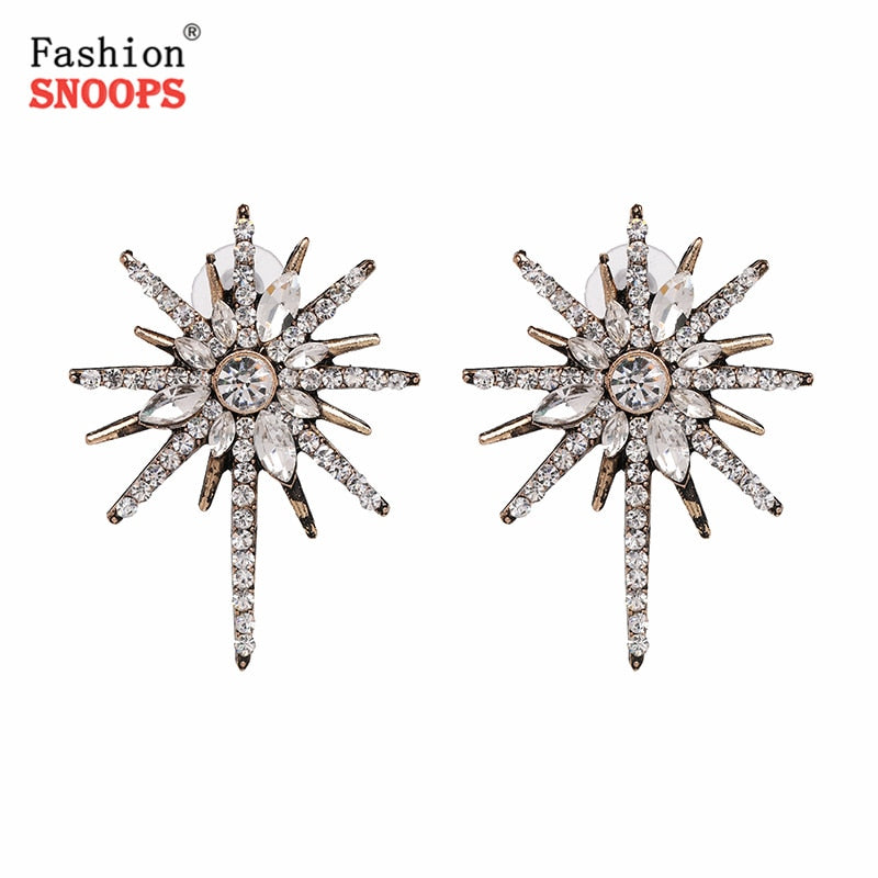 Fashion Maxi Satement Earrings Brincos Jewelry Rhinestone Gem Stone Stud Earrings For Women Bijoux