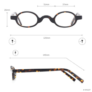 Men And Women Small Oval Full Rim Spectacles Frames With Spring Hinge For Prescription Lens