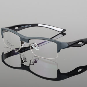 Men Sports Glasses Frame Optical Eyewear TR90 Spectacles Prescription Square Half-rim  Eyeglasses Clear Lens