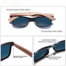 Load image into Gallery viewer, Fashion Men Sunglasses Polarized Walnut Wood Mirror UV400 Lens Sun Glasses Women Brand Design Colorful Shades Handmade