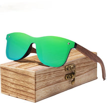 Load image into Gallery viewer, Fashion Men Sunglasses Polarized Walnut Wood Mirror UV400 Lens Sun Glasses Women Brand Design Colorful Shades Handmade