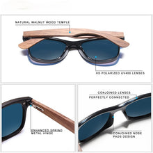 Load image into Gallery viewer, Fashion Men Sunglasses Polarized Walnut Wood Mirror UV400 Lens Sun Glasses Women Brand Design Colorful Shades Handmade