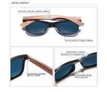 Load image into Gallery viewer, Fashion Men Sunglasses Polarized Walnut Wood Mirror UV400 Lens Sun Glasses Women Brand Design Colorful Shades Handmade