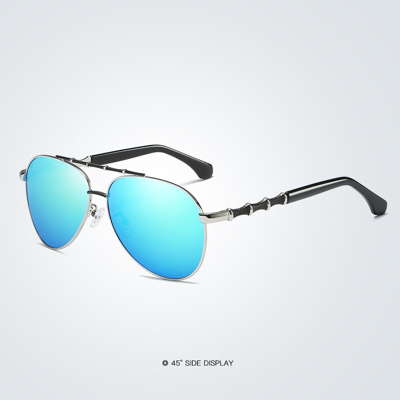 Men's Polarized Sunglasses UV400 Big Flame Glasses Driving Fishing Sung Lasses Bamboo Stripe Gafas De Sol Para Hombre