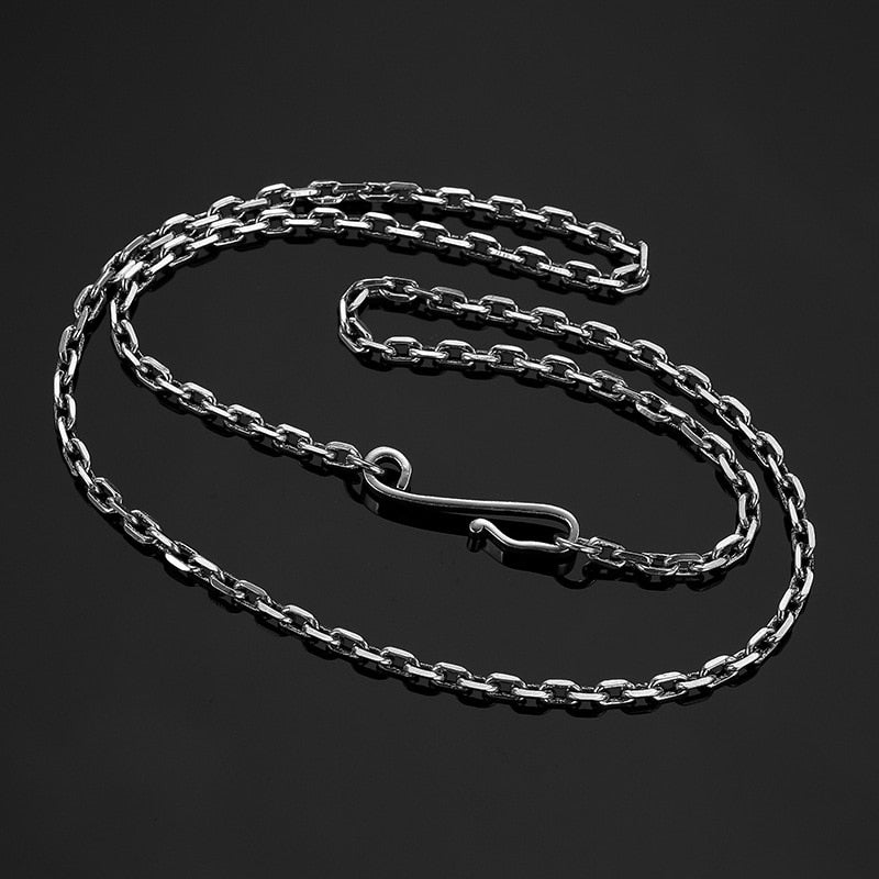 Moda uomo donna collana catena argento sterling 925 tono nero punk gioielli all'ingrosso lunghezza 20-32 pollici 