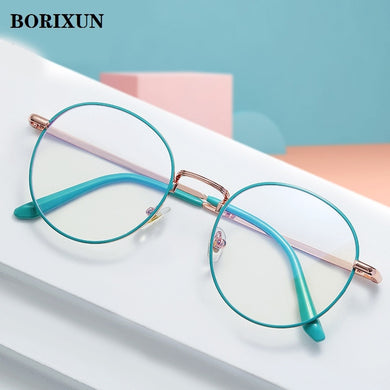 Metal Anti Blue Light Glasses Men Women Classic Retro Round Frame Models Myopia Optical Eyeglasses Frames