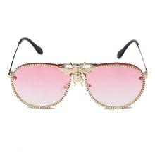 Load image into Gallery viewer, Metal Bee Sunglasses Women Diamond Trim Retro Cat Eye Sunglasses Men Sun Glasses Brand UV400 Eyeglasses Shades
