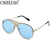 Load image into Gallery viewer, Metal Bee Sunglasses Women Diamond Trim Retro Cat Eye Sunglasses Men Sun Glasses Brand UV400 Eyeglasses Shades