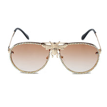 Load image into Gallery viewer, Metal Bee Sunglasses Women Diamond Trim Retro Cat Eye Sunglasses Men Sun Glasses Brand UV400 Eyeglasses Shades
