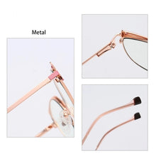 Load image into Gallery viewer, Metal Cat Eye Oversized Anti-Blu-Ray Ladies Glasses Personality Retro Full Frame Flat Lens Black Pink Blue White