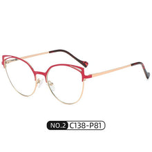 Load image into Gallery viewer, Metal Cat Eye Oversized Anti-Blu-Ray Ladies Glasses Personality Retro Full Frame Flat Lens Black Pink Blue White
