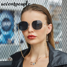 Load image into Gallery viewer, Metal Irregular Sunglasses With Chain Women 2022  Brand Channel Trendy Square Sun Glasses For Female Chic Eyewear