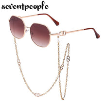 Load image into Gallery viewer, Metal Irregular Sunglasses With Chain Women 2022  Brand Channel Trendy Square Sun Glasses For Female Chic Eyewear