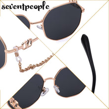 Load image into Gallery viewer, Metal Irregular Sunglasses With Chain Women 2022  Brand Channel Trendy Square Sun Glasses For Female Chic Eyewear