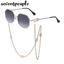 Load image into Gallery viewer, Metal Irregular Sunglasses With Chain Women 2022  Brand Channel Trendy Square Sun Glasses For Female Chic Eyewear