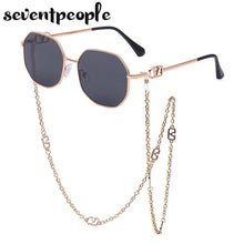 Load image into Gallery viewer, Metal Irregular Sunglasses With Chain Women 2022  Brand Channel Trendy Square Sun Glasses For Female Chic Eyewear
