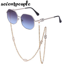 Load image into Gallery viewer, Metal Irregular Sunglasses With Chain Women 2022  Brand Channel Trendy Square Sun Glasses For Female Chic Eyewear