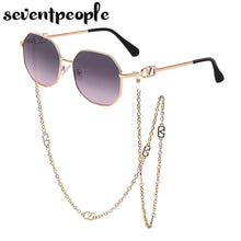 Load image into Gallery viewer, Metal Irregular Sunglasses With Chain Women 2022  Brand Channel Trendy Square Sun Glasses For Female Chic Eyewear