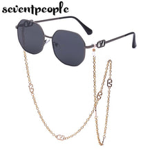 Load image into Gallery viewer, Metal Irregular Sunglasses With Chain Women 2022  Brand Channel Trendy Square Sun Glasses For Female Chic Eyewear