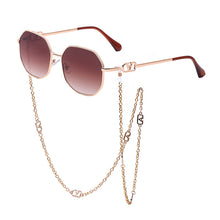 Carica l&#39;immagine nel visualizzatore di Gallery, Metal Irregular Sunglasses with Chain Women 2023  Brand Designer Trendy Square Sun Glasses for Female Chic Eyewear